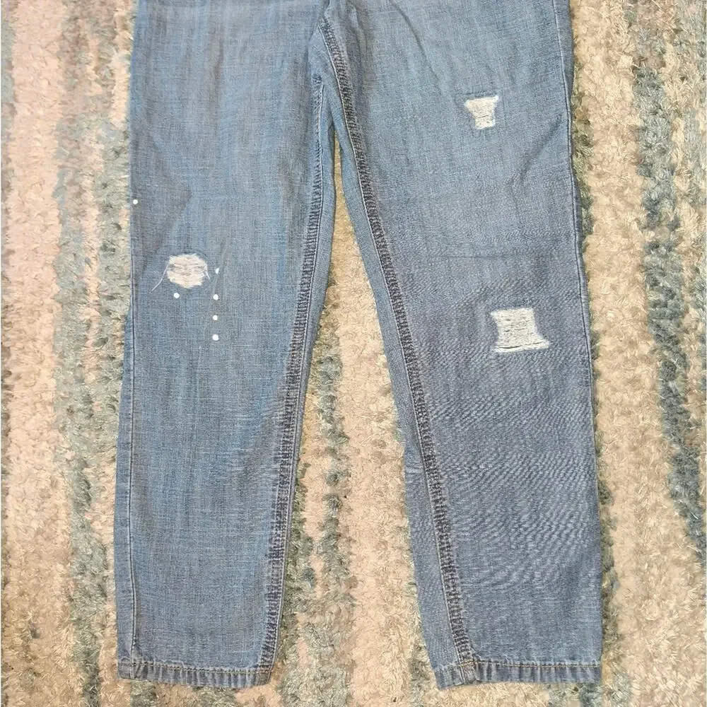 Justice Size 12 Girls Distressed Overalls EUC